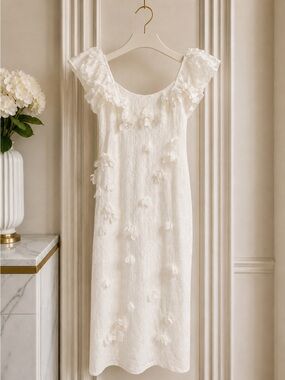 Altar’d State White Embroidered Floral Midi Dress | Bridal Shower Engagement